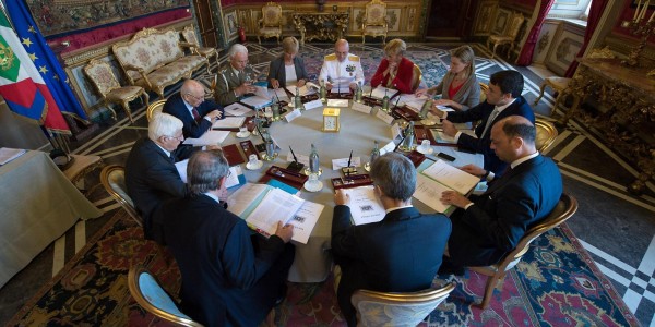 Roma: Il Presidente  Giorgio Napolitano col Consiglio Supremo di Difesa,