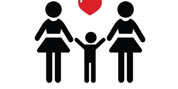 Gay, lesbian couples and family with children icons set