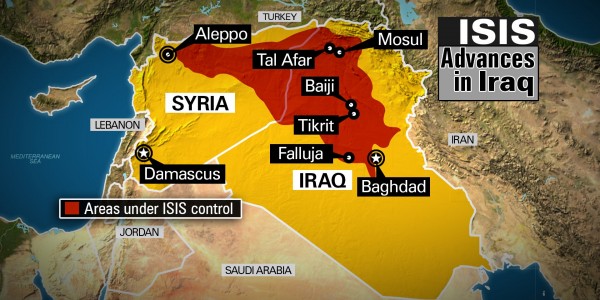 ISIS Control in Iraq and Syria 6/16/2014