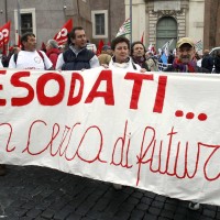 Manifestazione unitaria sindacale contro riforma delle pensioni