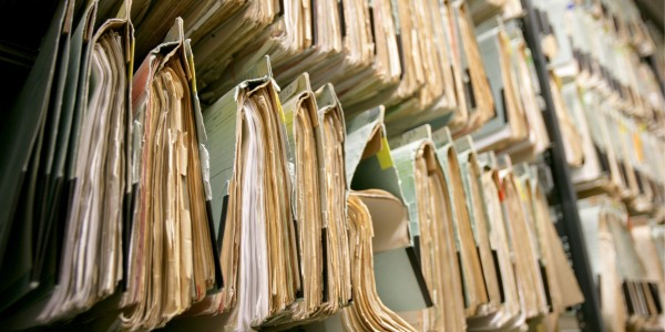Shelves with folders.