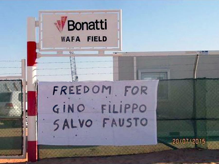 ''Freedom for Gino, Filippo, Salvo e Fausto''