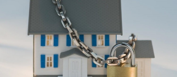 Model house locked with chain